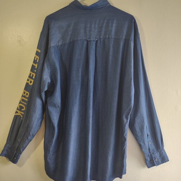 Pendleton Rodeo Wear Denim Shirt Western Horse Button Up  Large-Long - Picture 6 of 8